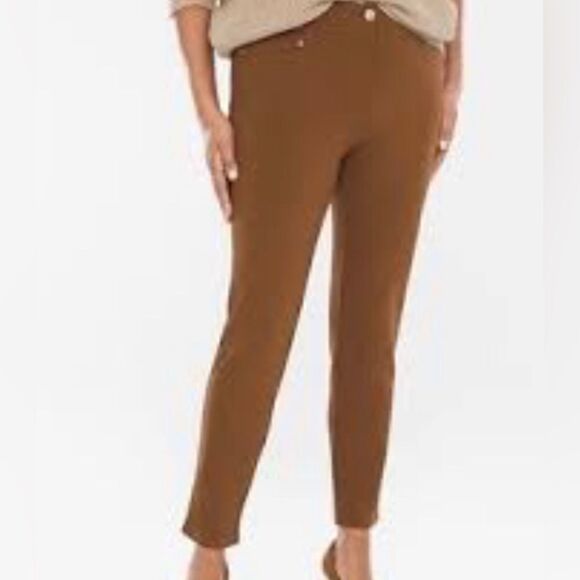 Chico’s “So Slimming” Refined Ponte Ankle Pant | Brown - Picture 1 of 16